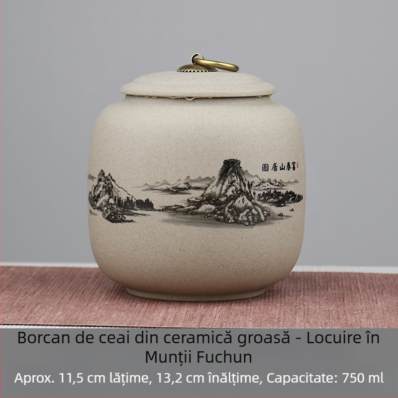 Recipient sigilat pentru ceai din ceramică, cutie de ceai premium pentru depozitare Pu'er