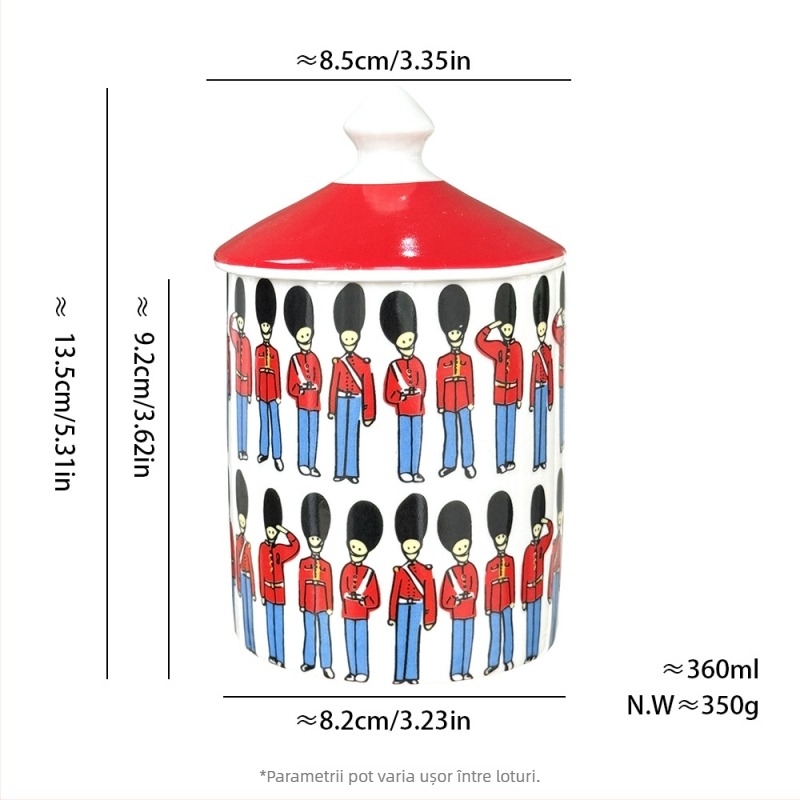 Recipient ceramic pentru depozitare cu capac, design colorat inspirat de arhitectură, 301–500 ml, indicat pentru microunde, decor pentru casă