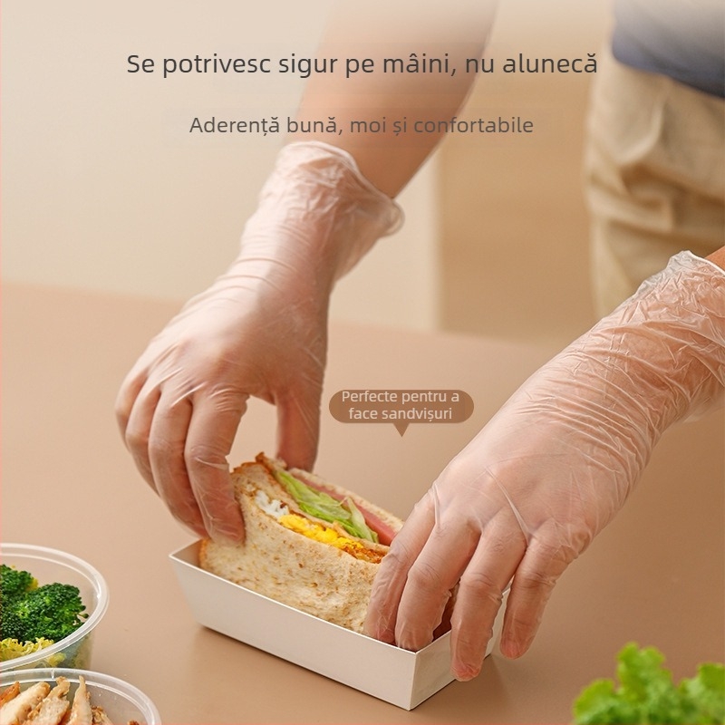 Mănuși de unică folosință din PVC, de calitate alimentară, mai groase și durabile pentru uz casnic, curățenie în bucătărie și catering