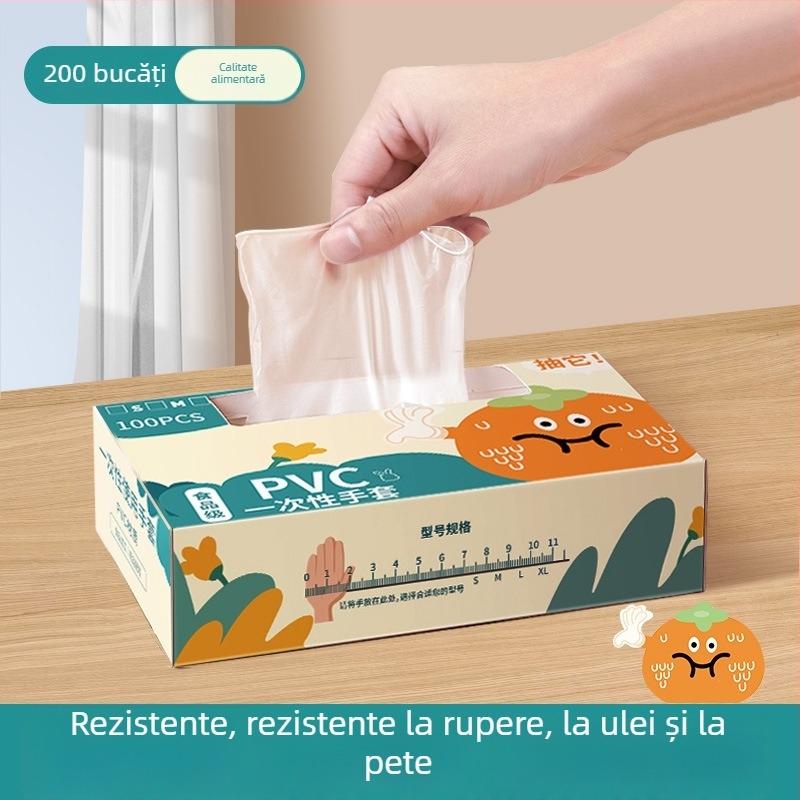 Mănuși de unică folosință din PVC, de calitate alimentară, mai groase și durabile pentru uz casnic, curățenie în bucătărie și catering