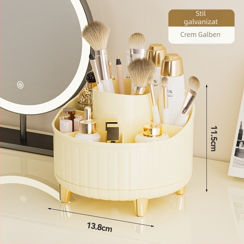 Organizer cosmetic rotativ pentru birou, pentru rujuri și machiaj, cutie de depozitare anti-praf cu compartimente, capacitate mare