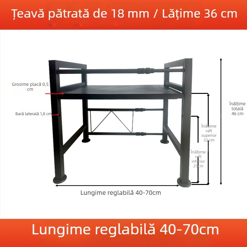 Raft telescopic din oțel carbon pentru frigider auto, suport robust pentru cabina camionului și organizator de depozitare