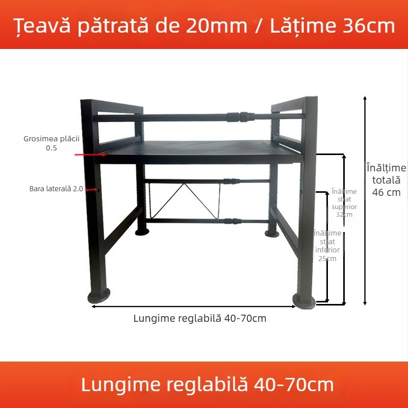 Raft telescopic din oțel carbon pentru frigider auto, suport robust pentru cabina camionului și organizator de depozitare