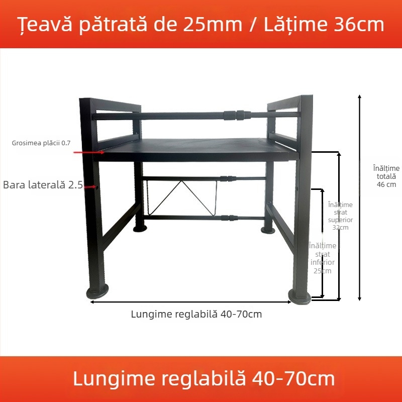 Raft telescopic din oțel carbon pentru frigider auto, suport robust pentru cabina camionului și organizator de depozitare