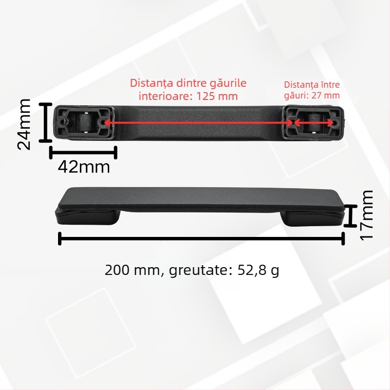 Mâner din plastic negru pentru valiză