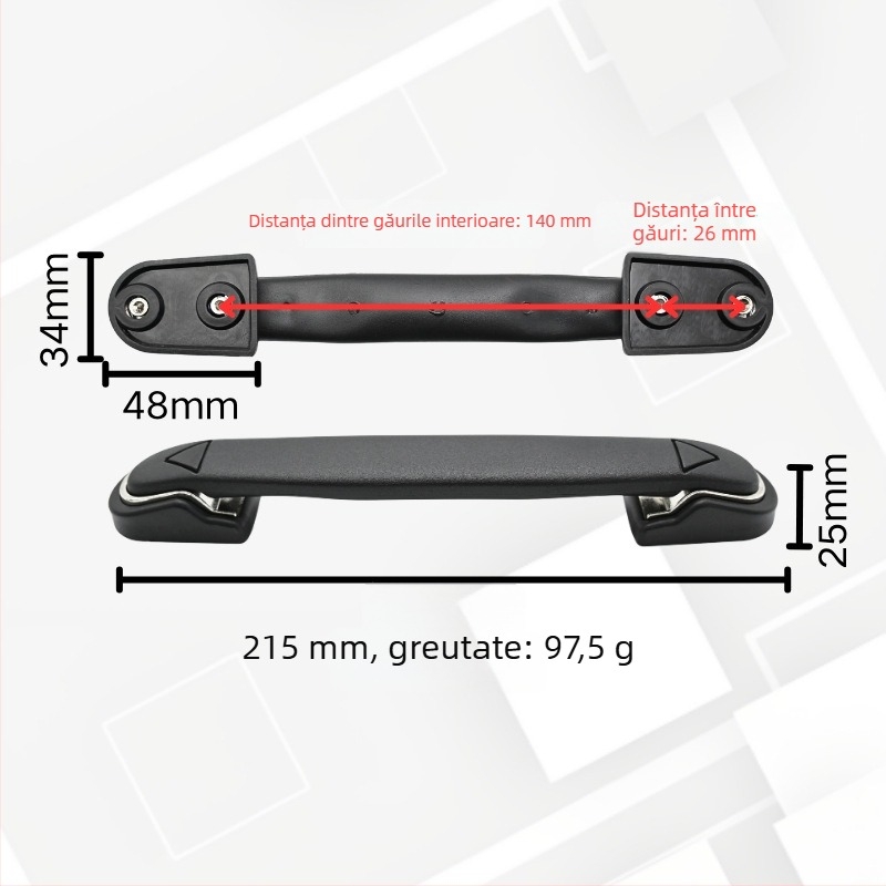 Mâner din plastic negru pentru valiză