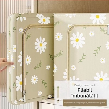 Daisy cutie de depozitare din țesătură cu cadru din oțel, garderobă pliabilă pentru haine și pături, capacitate 66 L