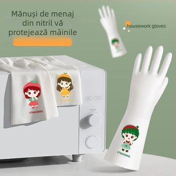 Mănuși de vase din nitril pentru femei, durabile, impermeabile, bucătărie, groase pentru curățare