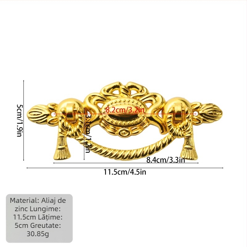 Mâner antic din bronz pentru mobilier în stil chinezesc, pentru sertare și dulapuri