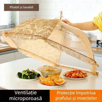 Acoperire din dantelă pentru legume, capac pliabil pentru mâncare, protecție împotriva muștelor și prafului, capac rotund pentru masă de vară