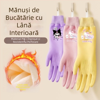 Mănuși de bucătărie cu căptușeală din fleece, impermeabile și durabile, pentru spălat vase, gătit și spălat haine