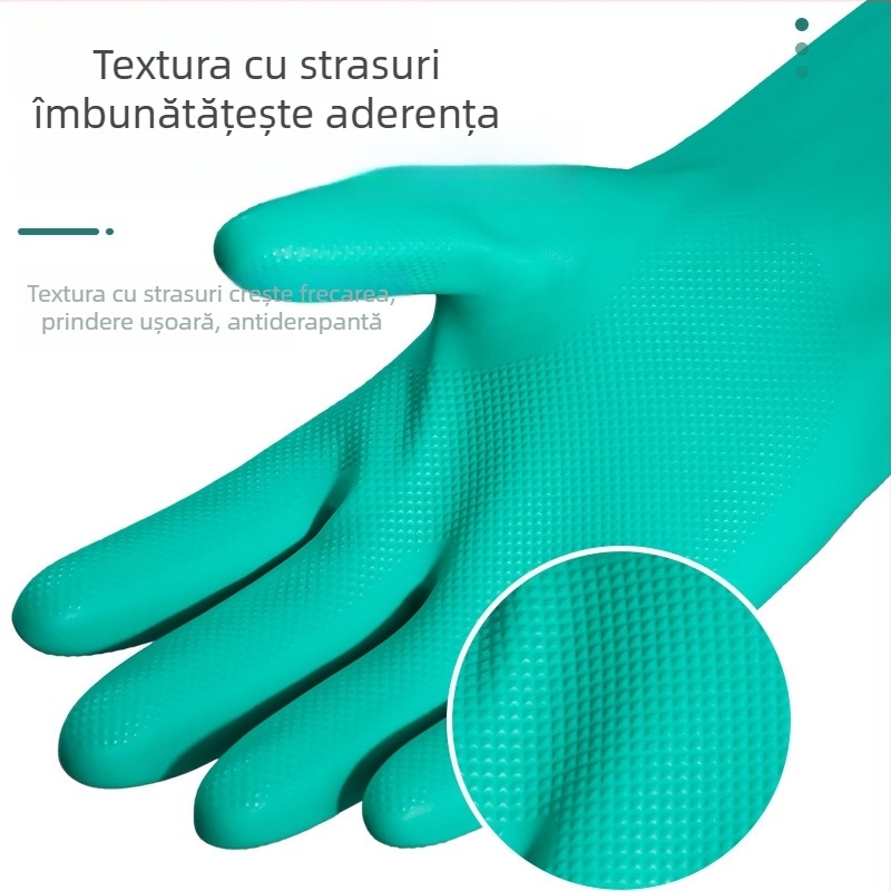 Siweian mănuși din nitril verzi, rezistente la ulei și la substanțe chimice (acizi/baze), căptușite cu velur, rezistente la abraziune și perforare