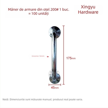 Mâner de ușă din tijă circulară de oțel, galvanizat, pentru uși industriale grele