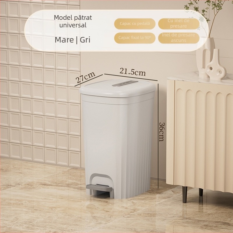 Ghenă de gunoi cu pedale, 12 L, cu capac – pentru bucătărie, sufragerie și baie – design modern