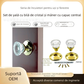 Mâner de ușă din sticlă cristală pentru interior — design vintage, hardware elegant pentru uși din sticlă glisante