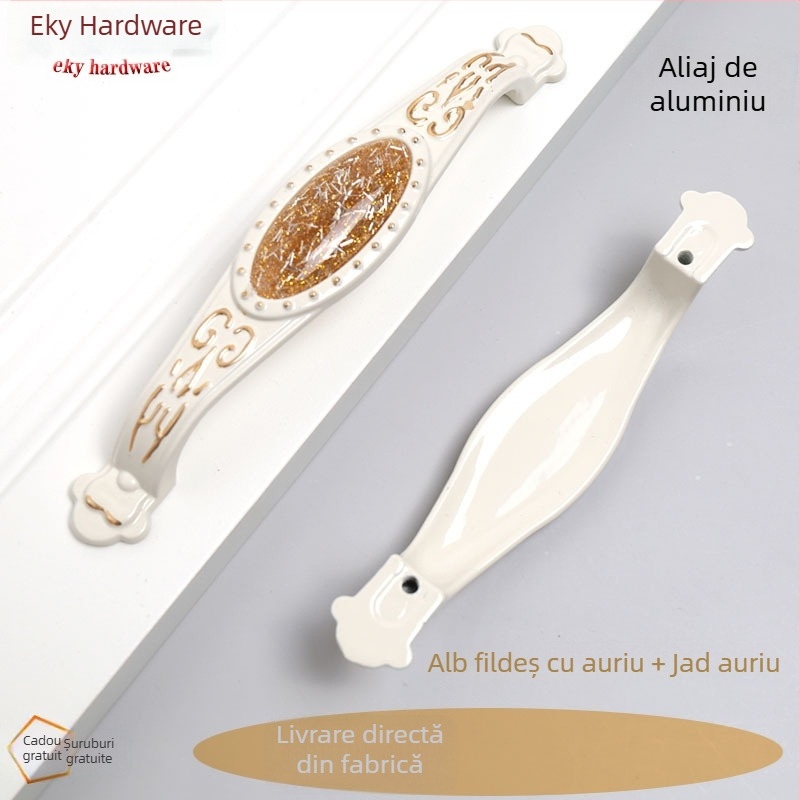 Mâner de ușă în stil european, minimalist pentru dulapuri, garderobe, sertare și dulapuri pentru pantofi, culoare alb ivoire