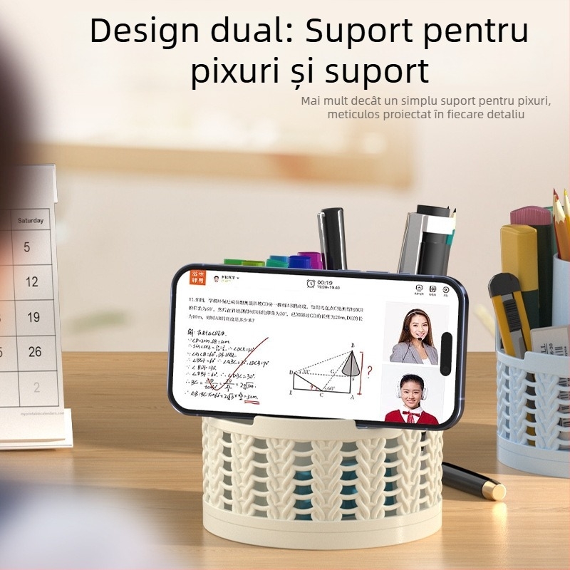 Tub rotativ de depozitare pentru cosmetice și rechizite, organizator de birou cu capacitate mare