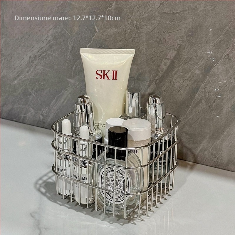 Organizator de cosmetice din oțel inoxidabil pentru birou și baie