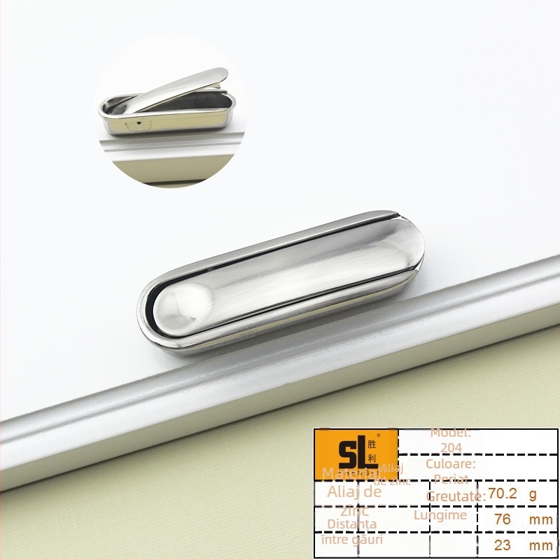 Mâner încastrat din aliaj de zinc pentru uși glisante și sertare – design modern minimalist (Modelul 204)