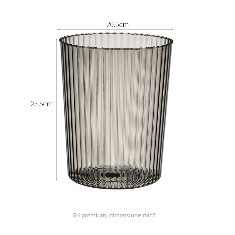 Coș transparent de gunoi, în stil INS, cu gură rotundă, capacitate mare, design creativ cu inel de presare, pentru dormitor sau living, plastic gros de calitate.
