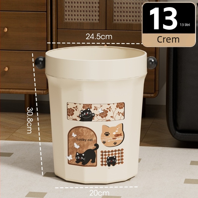 Coș de gunoi pentru uz casnic, 12 L, model nou 2025, stil luxos mid-century pentru living, bucătărie și dormitor, fără capac