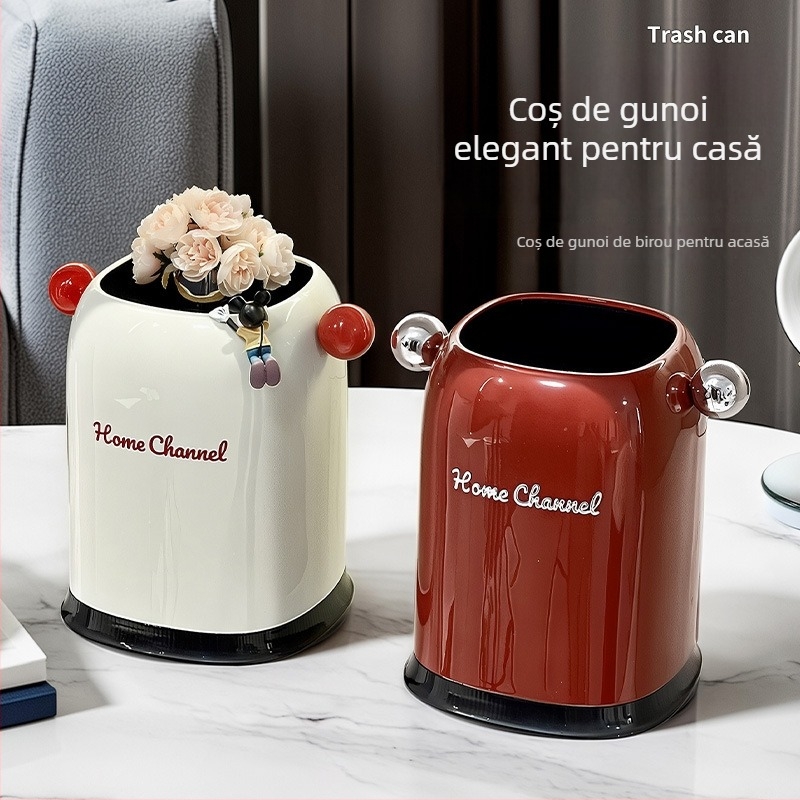 Coș de gunoi premium pentru birou, pătrat, cu două compartimente, 12 L, pentru dormitor și baie
