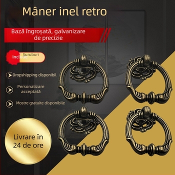 Mâner circular pentru dulap, auriu, din aliaj de zinc
