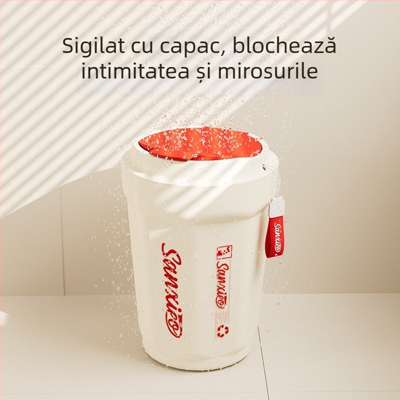 Coș de gunoi din plastic, 12 L, capac apăsare, design minimalist pentru living, bucătărie și baie, controlul mirosurilor