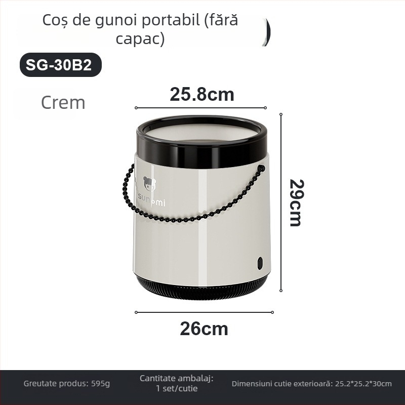 Coș de gunoi cu capac, stil american mid-century, portabil pentru uz casnic — sufragerie, bucătărie, baie, plastic, 12 L