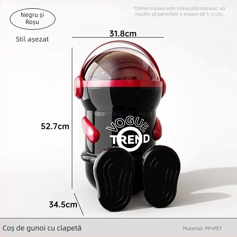 Coș de gunoi pentru uz casnic, design astronautic, aspect luxos, capac basculant, capacitate mare, potrivit pentru bucătărie, sufragerie și baie