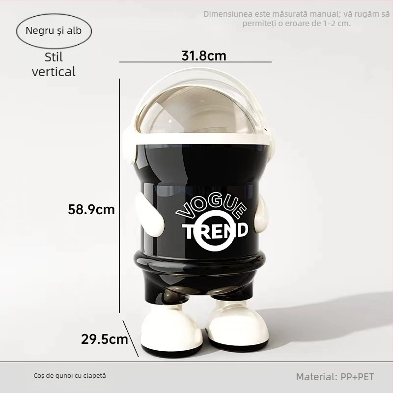 Coș de gunoi pentru uz casnic, design astronautic, aspect luxos, capac basculant, capacitate mare, potrivit pentru bucătărie, sufragerie și baie