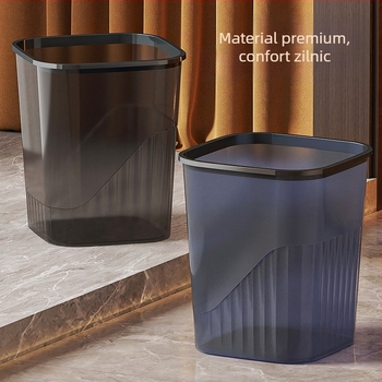 Coș de gunoi pătrat transparent din plastic cu capac, pentru baie și birou, 12 L