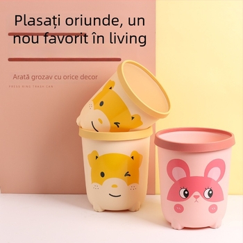 Coș de gunoi în stil nordic, fără capac, din plastic, 10 L, formă cilindrică, pentru uz casnic în sufragerie, dormitor, bucătărie și baie.