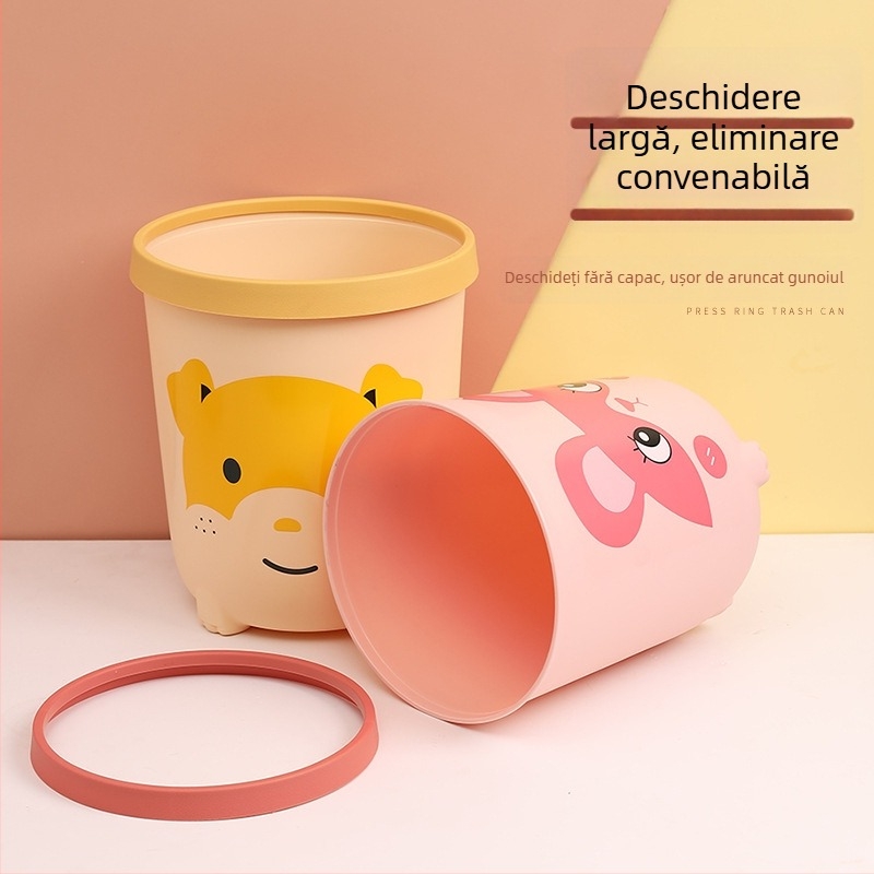 Coș de gunoi în stil nordic, fără capac, din plastic, 10 L, formă cilindrică, pentru uz casnic în sufragerie, dormitor, bucătărie și baie.