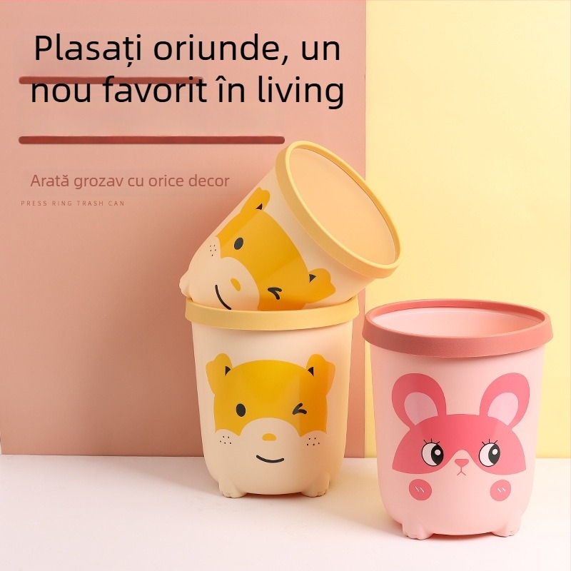 Coș de gunoi în stil nordic, fără capac, din plastic, 10 L, formă cilindrică, pentru uz casnic în sufragerie, dormitor, bucătărie și baie.