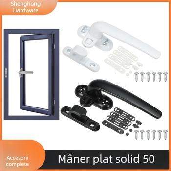 Mâner de fereastră din aluminiu, tip 50, pentru ferestre glisante și batante, aluminiu cu barieră termică, mâner cu rulment în formă de 7, accesorii pentru uși și ferestre