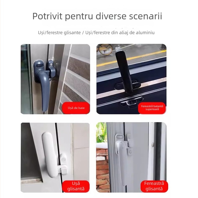 Mâner de fereastră din aluminiu, tip 50, pentru ferestre glisante și batante, aluminiu cu barieră termică, mâner cu rulment în formă de 7, accesorii pentru uși și ferestre