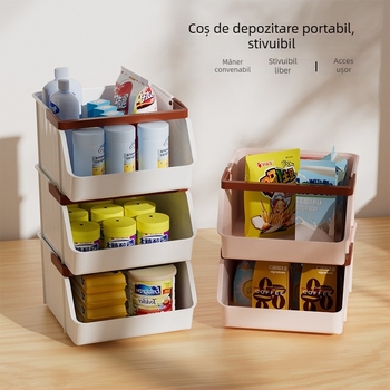Cutie de depozitare pentru birou, capacitate mare, pentru gustări și alte obiecte, cu posibilitate de suprapunere, pentru cafea și ceai.
