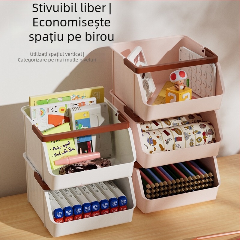 Cutie de depozitare pentru birou, capacitate mare, pentru gustări și alte obiecte, cu posibilitate de suprapunere, pentru cafea și ceai.