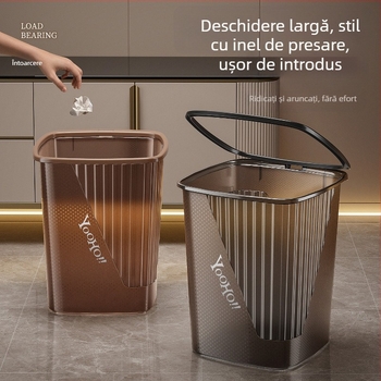 Coș de gunoi transparent cu buline, capacitate mare pentru bucătărie și baie
