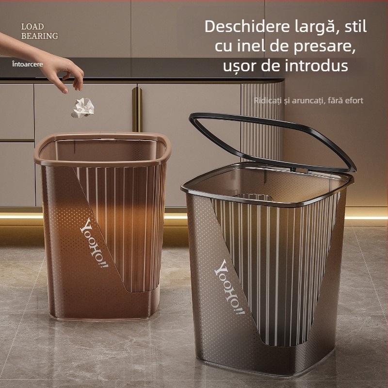 Coș de gunoi transparent cu buline, capacitate mare pentru bucătărie și baie