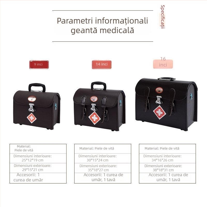 Kit portabil de prim ajutor din piele pentru vizite la doctor