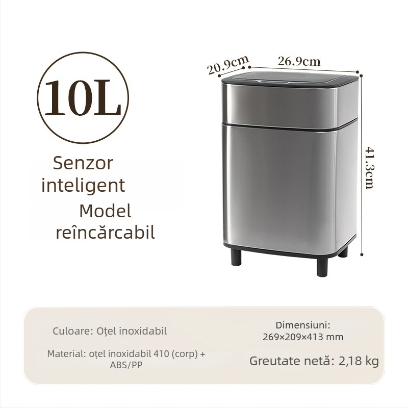 Shuangyi coș de gunoi din oțel inoxidabil, capac mare, cu senzor inteligent, pentru uz casnic în bucătărie