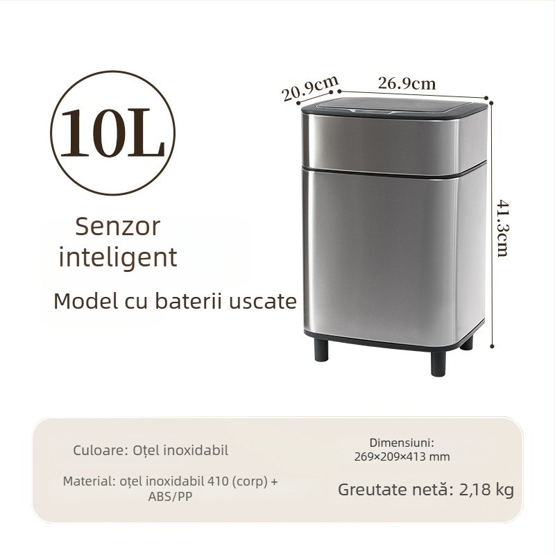 Shuangyi coș de gunoi din oțel inoxidabil, capac mare, cu senzor inteligent, pentru uz casnic în bucătărie