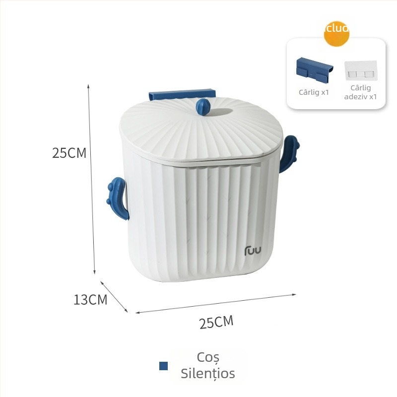 Coş de gunoi montat pe perete pentru bucătărie, 8 L, din plastic, montat pe ușa dulapului, economisește spațiu, pentru uz casnic