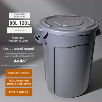 Aodo coș mare rotund cu capac și roți, recipient din plastic pentru depozitarea apei, cu capacitate mare, pentru dining, bucătărie, exterior și utilizare comercială