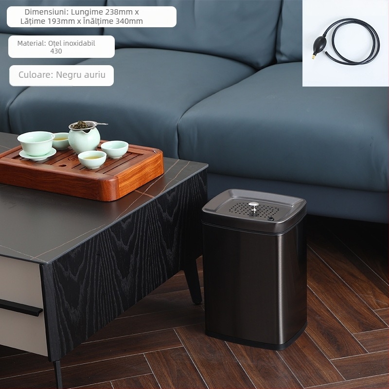 Recipient din oțel inoxidabil pentru resturi de ceai - accesorii pentru setul de ceai cu filtru pentru apa uzată de ceai, masă de ceai pătrată, mică, lux