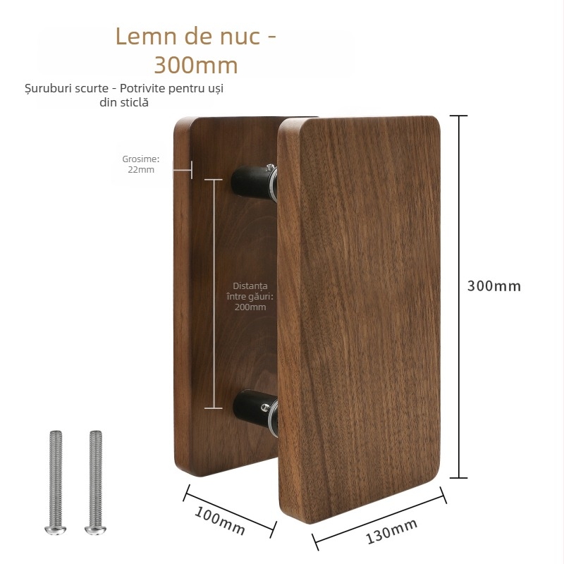 Mâner din lemn modern minimalist pentru uși din sticlă, potrivit pentru magazine, birouri, săli de conferințe și hoteluri