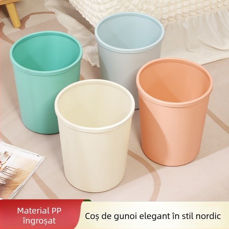 Coș de gunoi din plastic de 10 L, cu inel de compresie, fără capac, utilizare casnică: bucătărie, sufragerie, dormitor, baie