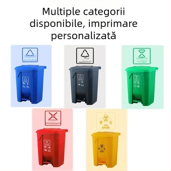 Coș de gunoi exterior multicolor, cu pedala, capac, capacitate mare pentru uz casnic și comunitar, potrivit spațiilor comerciale